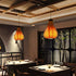 Traditional Japanese Wooden Lantern Shade Iron 1-Light Pendant Light For Dining Room