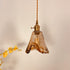 Traditional Vintage Amber Square Glass Brass 1-Light Pendant Light For Living Room