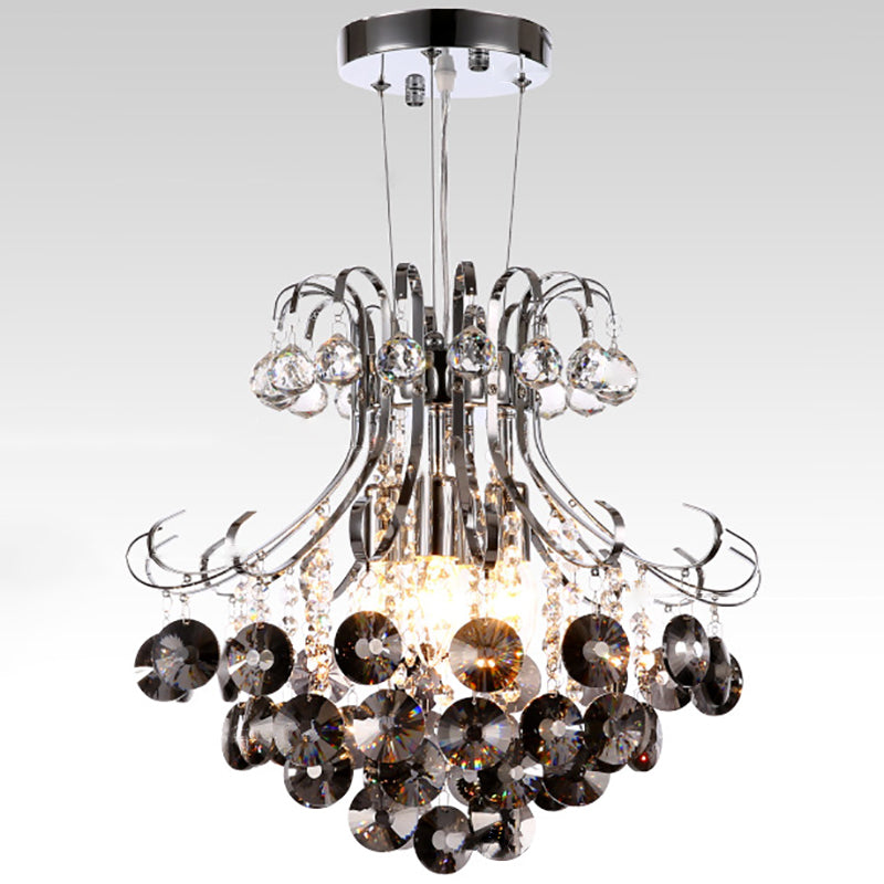 Modern Luxury Grape Crystal Ball Silver Finish Frame 4-Light Chandelier For Living Room