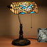 Traditional Tiffany Half Cylinder Zinc Alloy Stained Glass 1-Light Table Lamp For Bedroom