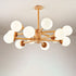 Modern Mid-century Rubberwood Branch Frame Glass Magic Bean 6/8/12-Light Chandelier For Bedroom