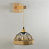 Traditional Vintage Half Round Wood Iron Hemp Rope 1-Light Wall Sconce Lamp For Bedroom