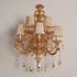 Traditional European Gold Candelabra Glass Crystal Hardware 5-Light Wall Sconce Lamp For Living Room