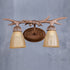 Traditional Vintage Antler Iron Resin Faux Parchment Shade 2-Light Wall Sconce Lamp For Living Room