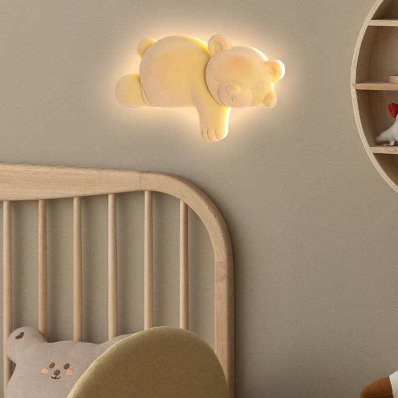 Contemporary Creative Cartoon Bear Acrylic LED Kids Wall Sconce Lamp For Bedroom