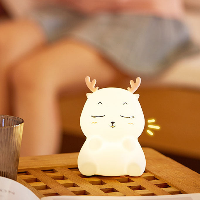 Contemporary Creative Silicone Elk Remote Control LED USB Night Light Table Lamp For Bedroom