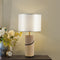 Modern Transitional Fabric Shade Leather Cylinder Base 1-Light Table Lamp For Bedroom