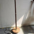 Traditional Vintage Pleated Fabric Shade Brass Walnut Splicing Base 1-Light Standing Floor Lamp For Bedroom