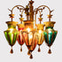 Traditional Tiffany Conical Openwork Carved Iron Glass 6-Light Chandelier For Dining Room