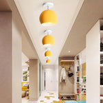 Contemporary Nordic Macaron Aluminum Spherical Shade 1-Light Semi-Flush Mount Ceiling Light For Living Room
