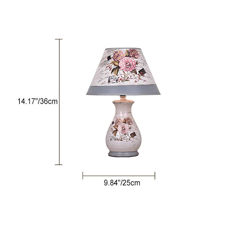 Modern Art Deco Vase Base Ceramic Cardstock 1-Light Table Lamp For Bedroom