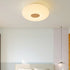 Contemporary Creative Cream PE Horizontal Stripes Round Shade LED Flush Mount Ceiling Light For Bedroom