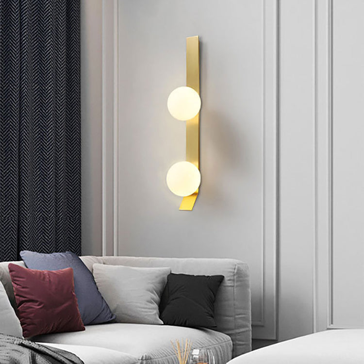 Contemporary Simplicity Iron Strip Glass Ball Shade 1/2-Light Wall Sconce Lamp For Living Room