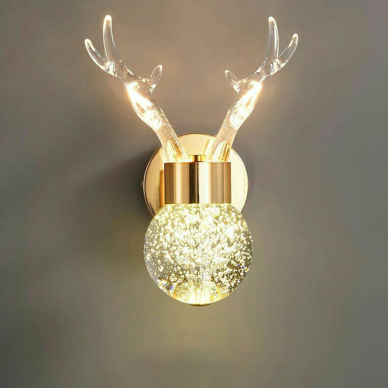 Contemporary Creative Acrylic Antler Bubble Crystal Ball LED Wall Sconce Lamp For Living Room