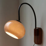 Contemporary Creative Half Round Fishing Rod Wood Glass 1-Light Wall Sconce Lamp For Bedroom