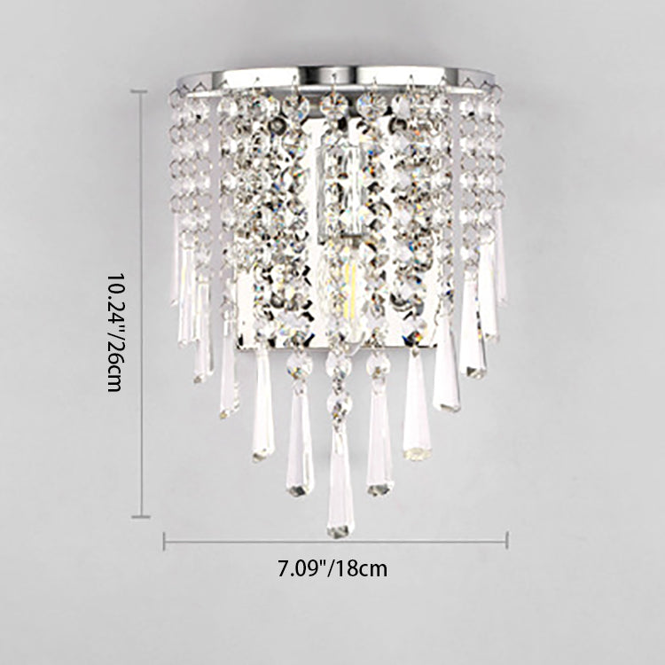 Modern Luxury Half Round Octagonal Beads Stainless Steel Crystal 1-Light Wall Sconce Lamp For Living Room