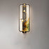 Traditional Chinese Lotus Enamel Copper Rectangular Frame LED Wall Sconce Lamp For Bedroom