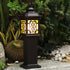 Traditional Chinese Waterproof Palace Roof Rectangular Pillar Aluminum Glass 1-Light Outdoor Lawn Landscape Light For Garden