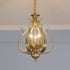 Contemporary Vintage Branch Leaf Cage Full Copper 3-Light Pendant Light For Living Room