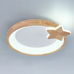 Contemporary Scandinavian Log Ring Acrylic LED Flush Mount Ceiling Light For Bedroom