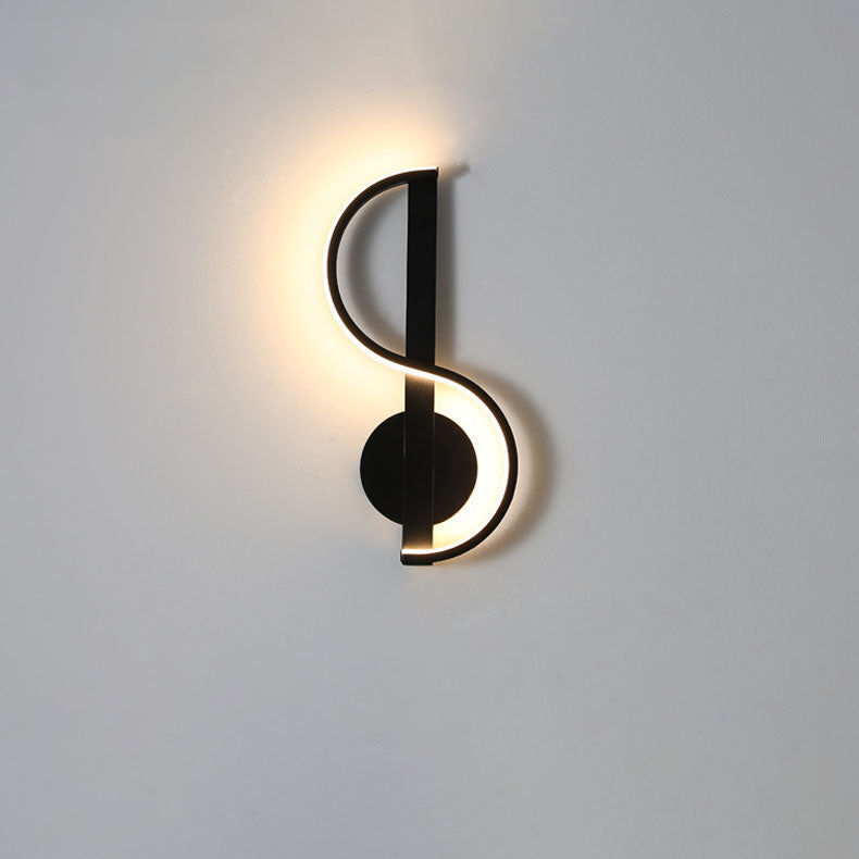 Contemporary Creative Music Note Silicone Line Iron LED Wall Sconce Lamp For Bedroom