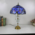 Traditional Tiffany Vintage Baroque Round Stained Glass 2-Light Table Lamp For Bedroom