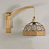 Traditional Vintage Half Round Wood Iron Hemp Rope 1-Light Wall Sconce Lamp For Bedroom