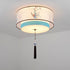 Traditional Chinese Iron Embroidered Fabric Shade 4-Light Flush Mount Ceiling Light For Bedroom