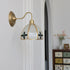 Modern Art Deco Four-Leaf Clover Brass Round Glass Shade 1-Light Wall Sconce Lamp For Bedroom