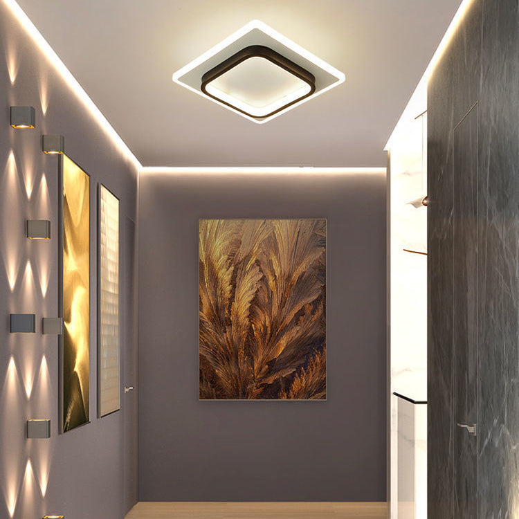 Contemporary Scandinavian Geometric Iron LED Flush Mount Ceiling Light For Hallway