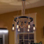 Traditional Rustic Hemp Rope Weaving Iron Cage 6/8-Light Chandelier For Dining Room