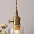 Traditional Vintage Brass Trumpet Glass Shade 1-Light Pendant Light For Bedroom