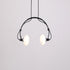 Contemporary Creative Headphone Iron Glass Shade 2-Light Chandelier For Living Room