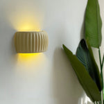 Contemporary Nordic Cream Ribbed Resin Semi-circular Shade 2-Light Wall Sconce Lamp For Bedroom