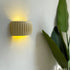 Contemporary Nordic Cream Ribbed Resin Semi-circular Shade 2-Light Wall Sconce Lamp For Bedroom