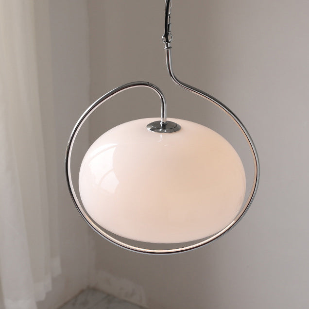 Contemporary Retro Oval Iron Glass 1-Light Pendant Light For Living Room