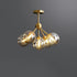 Modern Minimalist Branch Multi Orb All Copper Glass 3/5 Light Semi-Flush Mount Ceiling Light For Living Room