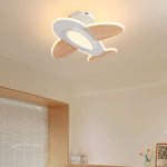 Contemporary Creative Airplane Wood Iron LED Semi-Flush Mount Ceiling Light For Bedroom