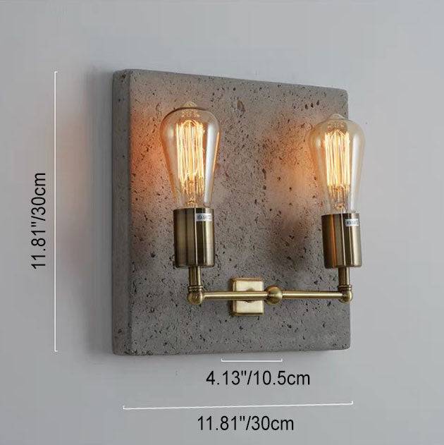 Contemporary Scandinavian Square Iron Cement Plaster 2-Light Wall Sconce Lamp For Living Room