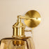 Traditional Vintage Brass Amber Square Glass Shade 1-Light Wall Sconce Lamp For Living Room