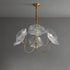 Traditional Vintage Gold Finish Frame Flower Glass Shade 6-Light Chandelier For Bedroom