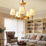 Modern Luxury Round Candelabra Copper Fabric 5/6/8/10 Light Chandelier For Living Room