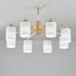 Contemporary Nordic Branch Cylinder Rubberwood Glass 8-Light Chandelier For Living Room