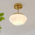 Contemporary Scandinavian Cream Round Iron Glass 1-Light Pendant Light For Living Room