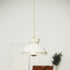 Traditional Japanese Brass Printed Ceramic Bowl-Shaped 1-Light Pendant Light For Living Room