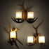 Traditional Vintage Resin Antler Glass 1/2 Light Wall Sconce Lamp For Hallway