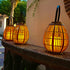 Modern Art Deco Solar Round Lantern Rattan LED Outdoor Landscape Light For Garden