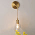 Traditional Vintage Brass Trumpet Glass Shade 1-Light Wall Sconce Lamp For Bedroom