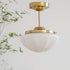 Contemporary Scandinavian Cream Round Iron Glass 1-Light Pendant Light For Living Room