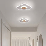 Contemporary Creative Clouds Wood Iron Acrylic LED Flush Mount Ceiling Light For Bedroom